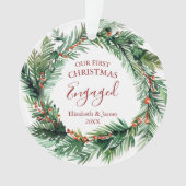グリーンリーリース私たちの初めてのクリスマス 婚約した オーナメント (正面)