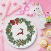 グリーンリーリース&トナカイクリスマスパーティー紙プレート ペーパープレート (パーティー)