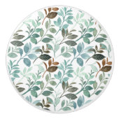 グリーンリーリーフウォーターカラー植物性自然 セラミックノブ (正面)