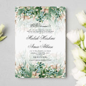 グリーンリーリーフフローライスラム結婚教徒 招待状