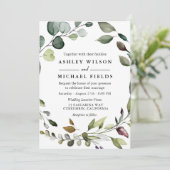 グリーンリーリーフリースウォーターモダンカラー結婚ズ 招待状 (スタンド正面)