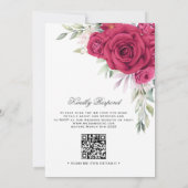 グリーンリーレッドフローラQRコードムスリム結婚ズ 招待状 (裏面)