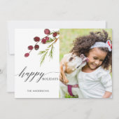 グリーンリーレッドベリーホリデイフォトカード シーズンカード (正面)