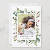 グリーンリーレッドベリーホリデイフォトカード シーズンカード (正面)