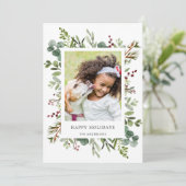 グリーンリーレッドベリーホリデイフォトカード シーズンカード (スタンド正面)