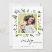 グリーンリーレッドベリーホリデイフォトカード シーズンカード (正面)