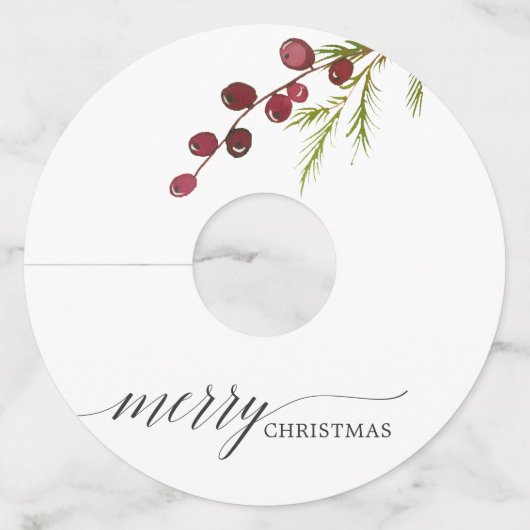 グリーンリーレッドベリーホリデイ ワイングラスタグ (正面)