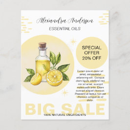 グリーンリーレモンエッセンシャル油水彩植物学 チラシ