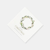 グリーンリー付きクリスマスペーパーナプキンリース スタンダードカクテルナプキン (角)