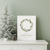 グリーンリー付きミニマルなクリスマスカードリース シーズンポストカード