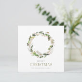 グリーンリー付きミニマルなクリスマスカードリース 招待状 (スタンド正面)