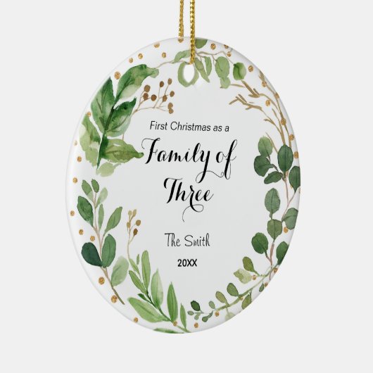 グリーンリー初めてのクリスマスが3人の家族として セラミックオーナメント (右)