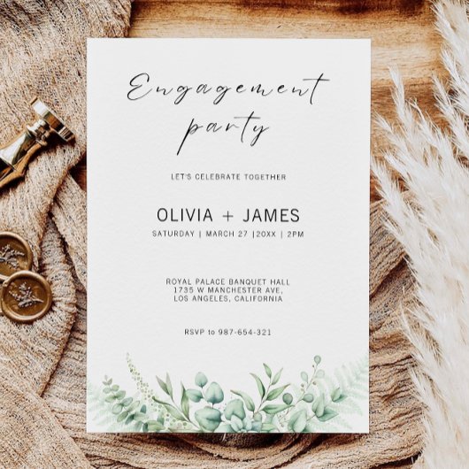 グリーンリー婚約パーティ結婚式招待状 招待状