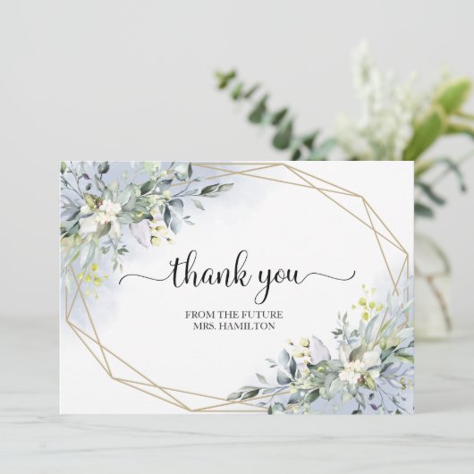 グリーンリー幾何学ブライダルシャワーサンキューポストカー (スタンド正面)