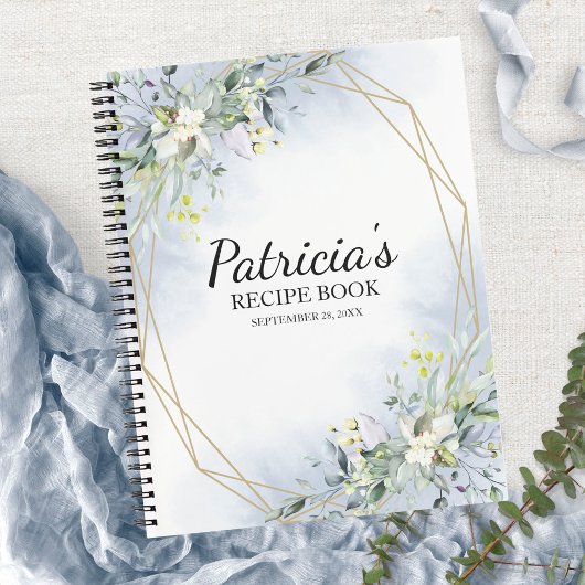 グリーンリー幾何学ブライダルシャワーレシピ本 ノートブック