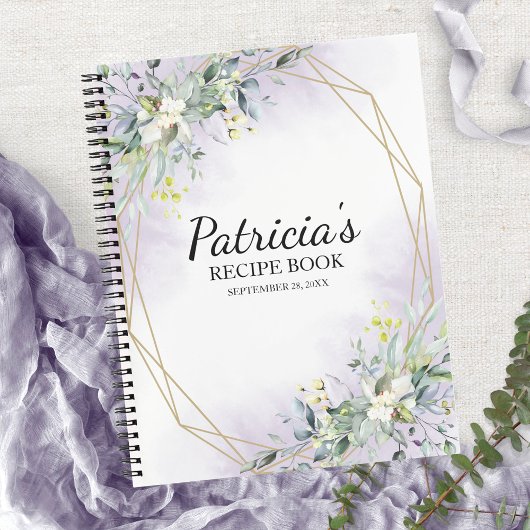 グリーンリー幾何学ブライダルシャワーレシピ本 ノートブック