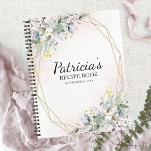 グリーンリー幾何学ブライダルシャワーレシピ本 ノートブック