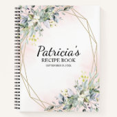 グリーンリー幾何学ブライダルシャワーレシピ本 ノートブック (正面)