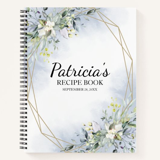 グリーンリー幾何学ブライダルシャワーレシピ本 ノートブック (正面)