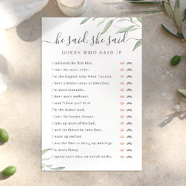 グリーンリー彼は彼女はブライダルシャワーゲームと言った