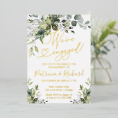 グリーンリー我々は婚約した婚約パーティ 箔招待状 (立ち正面)