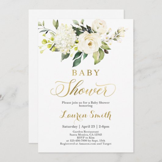 グリーンリー男女兼用ベビーシャワー招待状 招待状 (正面/裏面)