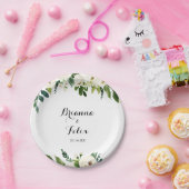 グリーンリー白い秋のフローラ結婚ズケーキ ペーパープレート (パーティー)