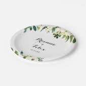 グリーンリー白い秋のフローラ結婚ズケーキ ペーパープレート (アングル)