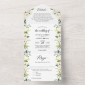グリーンリー白フローラ結婚詳細RSVP オールインワン招待状 (内側)