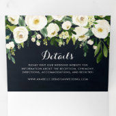 グリーンリー白王室のフローラブ結婚ルー 三つ折り招待状 (内部最初)