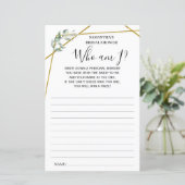 グリーンリー私は誰か？ブライダルシャワーバイリンガルゲーム (スタンド正面)