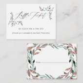 グリーンリー素朴ウィンターブライダルシャワーラッフルチケット エンクロージャーカード (正面/裏面)