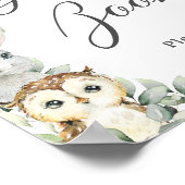 グリーンリー素朴ウッドランド動物ベビーゲストブック ポスター (角)