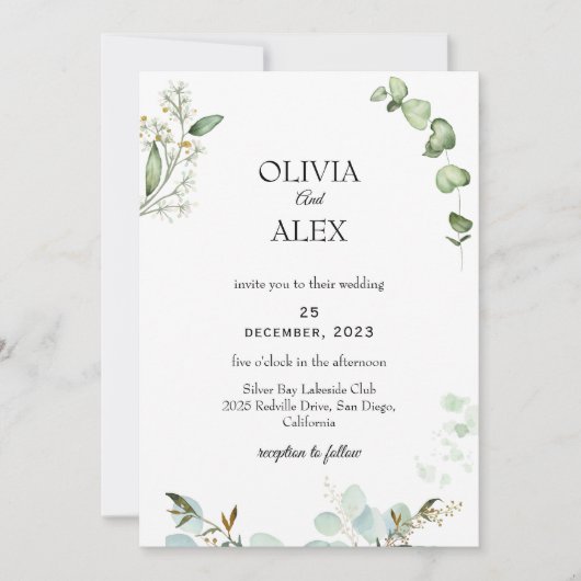 グリーンリー素朴クラフト結婚式招待状 招待状 (正面)