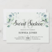 グリーンリー素朴スウィート16セージ緑 招待状 (正面)