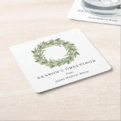 グリーンリー素朴パインリースビジネスホリデー スクエアペーパーコースター (アングル)