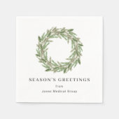 グリーンリー素朴パインリースビジネスホリデー スタンダードカクテルナプキン (正面)