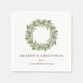 グリーンリー素朴パインリースビジネスホリデー スタンダードカクテルナプキン