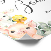 グリーンリー素朴ファーム動物ベビーゲストブックサイン ポスター (角)