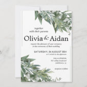 グリーンリー素朴ユーカリ結婚式招待状 招待状 (正面)