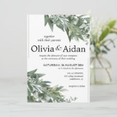グリーンリー素朴ユーカリ結婚式招待状 招待状 (スタンド正面)