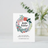 グリーンリー素朴レッドポインセチアフローラリースシック ポストカード (スタンド正面)