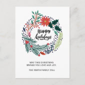 グリーンリー素朴レッドポインセチアフローラリースシック ポストカード (正面)