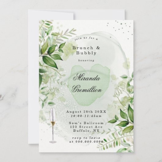 グリーンリー素朴ヴィネヤードブランチ&バブリーインヴィッティ 招待状 (正面)
