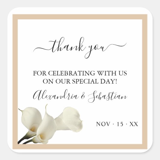 グリーンリー結婚カラーリリー スクエアシール (正面)