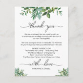 グリーンリー結婚ズの週末の旅程へようこそ エンクロージャーカード (裏面)