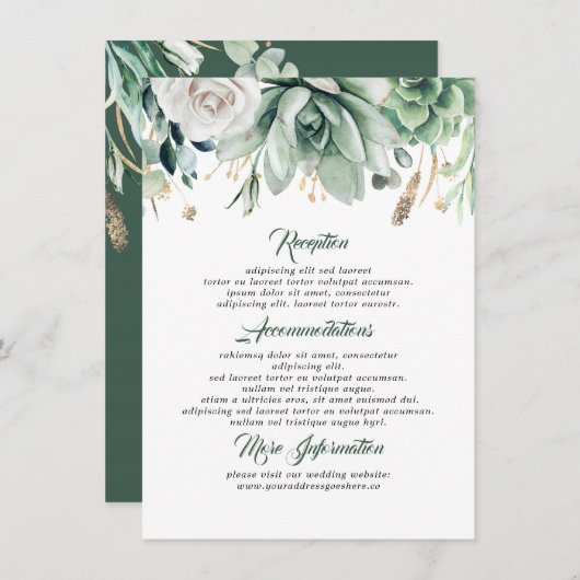 グリーンリー結婚ズ・インフォメーションゲスト エンクロージャーカード (正面/裏面)