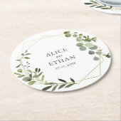 グリーンリー結婚ボタニカル紙 ラウンドペーパーコースター (アングル)