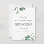 グリーンリー結婚ユーカリの写真サンキューカード サンキューカード (裏面)