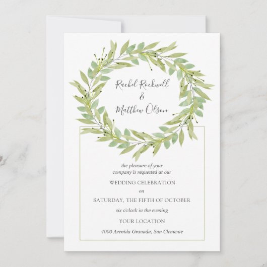 グリーンリー結婚リース 招待状 (正面)